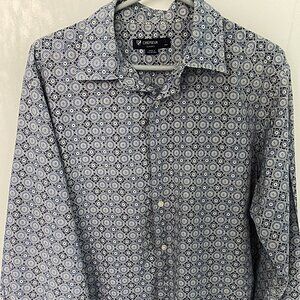 Cremieux L mens blue mosaic print shirt